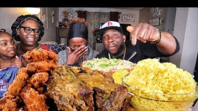 'SOUL FOOD SUNDAY| POT ROAST| FRIED CHICKEN| MAC & CHEESE|YELLOW RICE| MUKBANG EATING SHOW!'