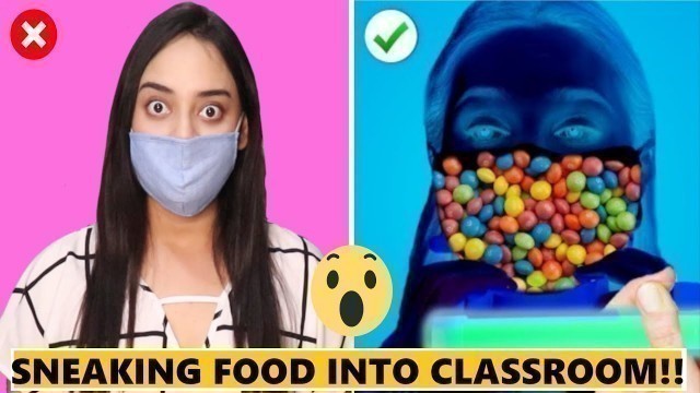 'SNEAK FOOD INTO CLASS | Crazy Ways to Sneak Snacks | Crafty Panda Back to School Pranks | Life Shots'