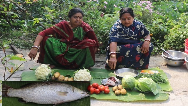 'Bhetki Macher Bengali Style Recipe / Bhetki Fish With Cauliflower Village Food Cooking'