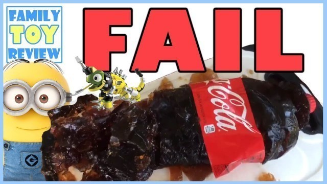 'How to Make HUGE Giant Gummy Cola Bottle - Gummy Soda Jello Dessert FAIL with Dinotrux Toy Revvit'