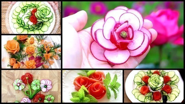 '10 Creative Food Ideas | Fruit & Vegetable Flower Carving Garnish'