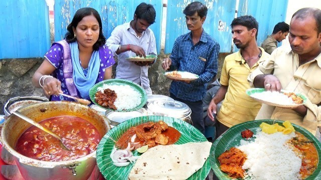 'Hyderabadi Street Food Meals | Chicken Rice/Veg Rice/Chicken Chapathi @ 50 Rs Only | Best StreetFood'