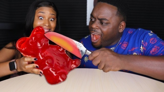 'ASMR 1000 DEGREE KNIFE VS GIANT GUMMY BEAR | ASMR NO TALKING | BEAUTY AND THE BEAST ASMR'