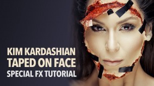 'Kim Kardashian taped on face makeup tutorial'