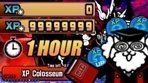 'The Battle Cats - How to get 99 Millions XP within an Hour?!! (XP Colosseum farming)'