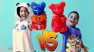 'GIANT GUMMY BEARS vs Shiloh and Shasha - Gummy Food vs Real Food Challenge - Onyx Kids'