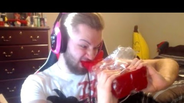 'EATING A GIANT GUMMY BEAR'