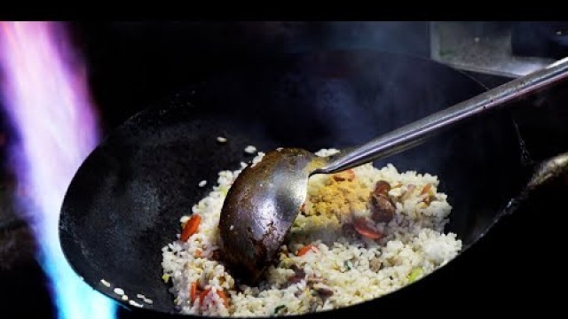 'Chinese Street Food - JET ENGINE FLAME MSG EGG FRIED RICE, Fried Noodles Uncle Roger Wok Technique'