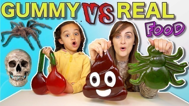 'SUPER GROSS GUMMY FOOD VS REAL FOOD CHALLENGE - EXTREME KID VS PARENT WITH REAL TARANTULA'