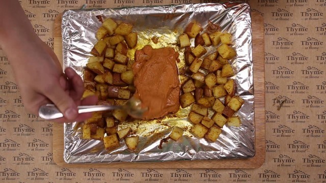 'Salmon Tandoori, Roasted Potatoes, and a Minted Creme Fraiche'