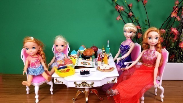 'Restaurant ! Elsa and Anna toddlers and Barbie - Pizza - Food'