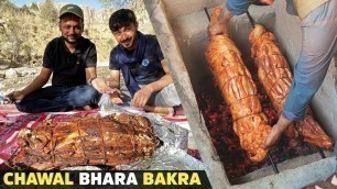 'Full Goat Cooking | Whole Stuffed Lamb Khaddi Kabab with Pulao | Extreme Street Food Recipe, Quetta'