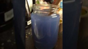 'Adding blue food colouring to Borax Crystal solution'