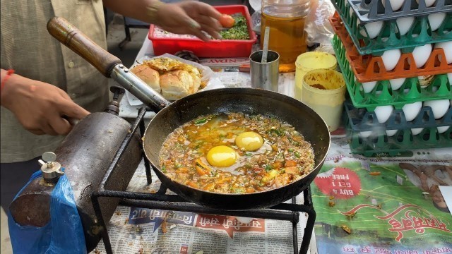 'SPECIAL TADKA BHURJI PAV || WITH HALF FRY || INDIAN STREET FOOD || @ RS 120/-'