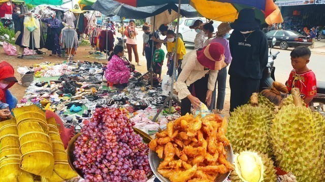 'Batdoeng Market - Countryside Food Show - Everyday Fresh Foods For Sales - Cambodian Wet Market'