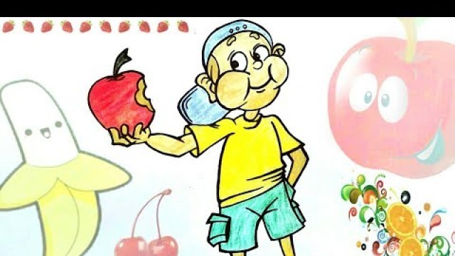 'How to draw eating healthy food cartoon drawing easy/drawing for kids/heahly food/goldy22'