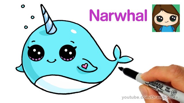 'How to Draw a Cartoon Narwhal Unicorn Whale Easy'