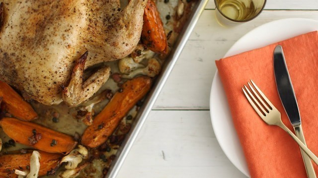 'Roast Chicken with Cauliflower and Sweet Potatoes - Everyday Food with Sarah Carey'