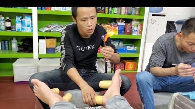 '$11 CHINESE FOOT MASSAGE and FLAME CUPPING in Wuhan China (Hankou District) 4K'