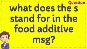 'what does the s stand for in the food additive msg?'