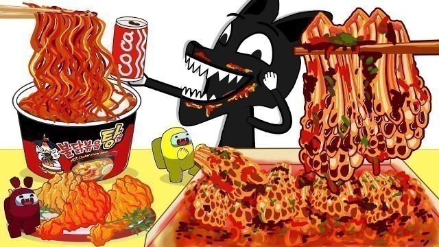 'HOT FOOD MUKBANG! | Fire Spicy Noodle Set Cartoon Dog | MUKBANG ANIMATION | SCP CARTOONS'