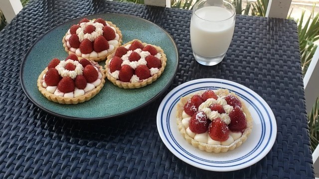 'Strawberry Tart with Cream Cheese and Crème fraîche.  Quarantine Edition Delicious Dessert #withme'