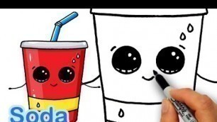 'How to Draw Cute Cartoon Soda Cup Drink Step by Step'