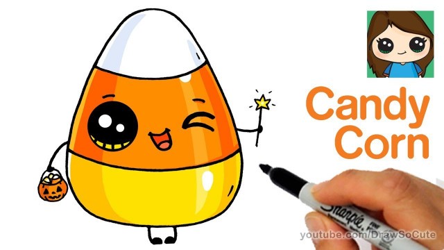 'How to Draw Cute Candy Corn Easy | Cartoon Food'