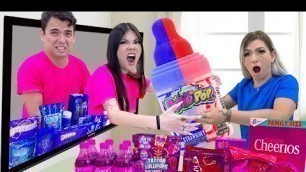 'PINK VS BLUE FOOD CHALLENGE | EATING ONLY 1 COLOR SNACK IN 24 HOURS BY SWEEDEE'