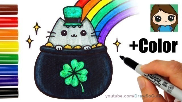 'How to Draw Saint Patrick\'s Day Pusheen Cat Easy with Coloring'