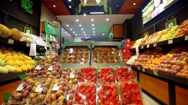 'cost of living in china - Fruit Shop tour,  village food market'