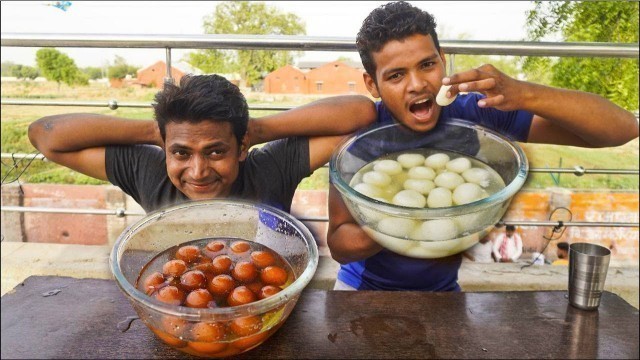 '2Kg Gulab Jamun Vs 2Kg Rasgulla Eating Challenge | Man Vs Food | Street Food Challenge'