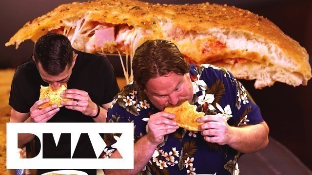 'Can Casey Keep Up With His Eating Partner In This EIGHT POUND Stuffed Pizza Challenge? | Man V Food'