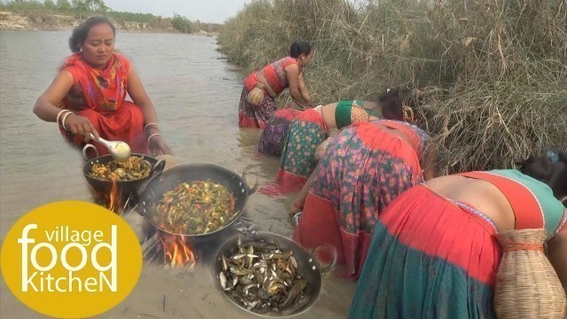 'amazing net fishing and cooking culture in Nepal || village food kitchen || lajimbudha ||'