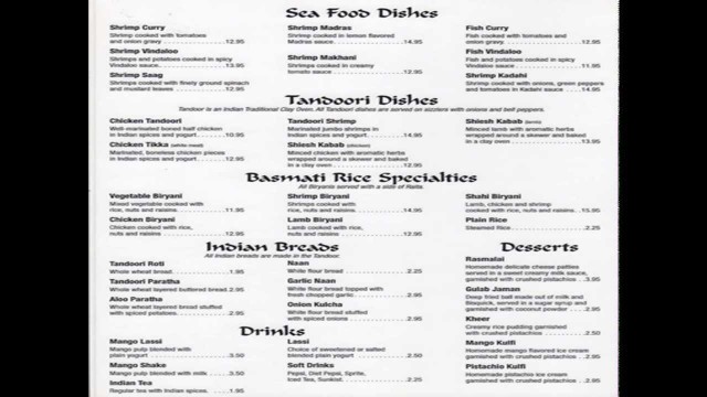 'Indian Food Menus,List of Indian dishes'