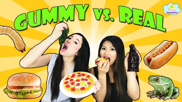 'GUMMY FOOD vs REAL FOOD CHALLENGE with Princess Squad'