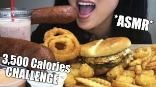 'ASMR 3,500 CALORIES FRIED FOOD CHALLENGE Corndog Onion Rings Milkshake Fried Egg Burger | ASMR Phan'