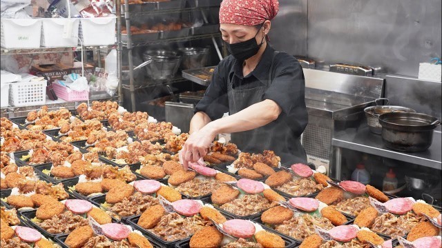 'Giant Food! 1kg Bento , Rice Ball & Fried Chicken - Japanese Street Food デカ盛り弁当 おにぎり 唐揚げ キッチンDIVE'