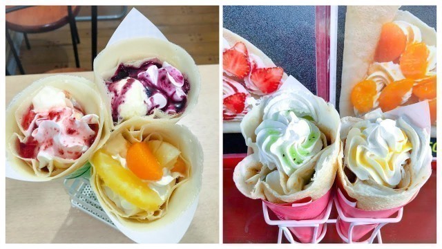 'japanese street food - CREAMY CREPES compilation'