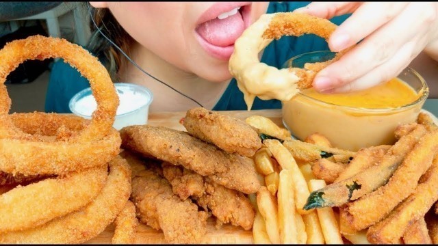 'MOST POPULAR Fried Food FOR ASMR (ONION RINGS, CHICKEN NUGGETS, CHEESE DIP) No Talking suellASMR'