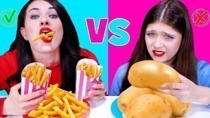 'ASMR Fried Food VS Fresh Food Challenge | Eating Sounds LiLiBu'