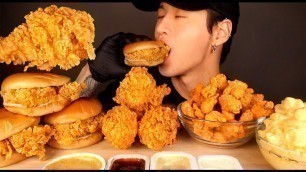 'ASMR MUKBANG KFC FRIED CHICKEN & CHICKEN SANDWICHES & POPCORN CHICKEN & MAC N CHEESE (No Talking)'