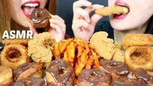 'ASMR FRIED FOOD FEAST (crunchy onion rings, fried chicken, cronuts, fries) 리얼사운드 먹방 | Kim&Liz ASMR'