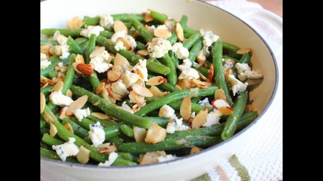 'Garlic & Blue Cheese Green Bean Almondine - Baked Green Bean with Almonds Side Dish'