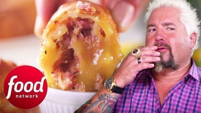 'Guy Eats A Jewish Egg Roll That Goes Beyond Everything That He Expected | Diners, Drive-Ins & Dives'