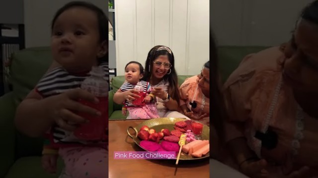 'Pink Food challenge with Baby #littleglove #shorts #ashortaday full vlog on Thursday wait for it'