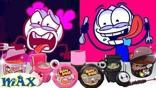 'Max vs Mukbang ASMR Português !! Pink Food VS Black Food Challenge | Animated Short Films'