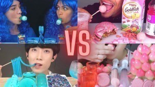 'Blue VS Pink ASMR Food'