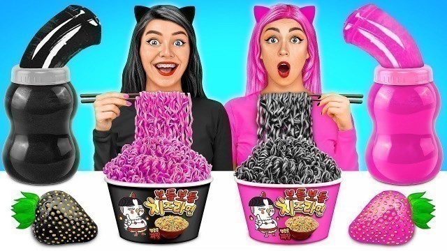 'Black vs Pink Food Challenge #1 | Eating Everything Only In 1 Color For 24 Hours Multi DO Challenge'