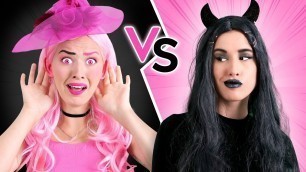 'PINK FOOD vs BLACK Challenge! ONE COLOR Food Challenge Mukbang With Real Sound 4K ASMR by BRAVO!'